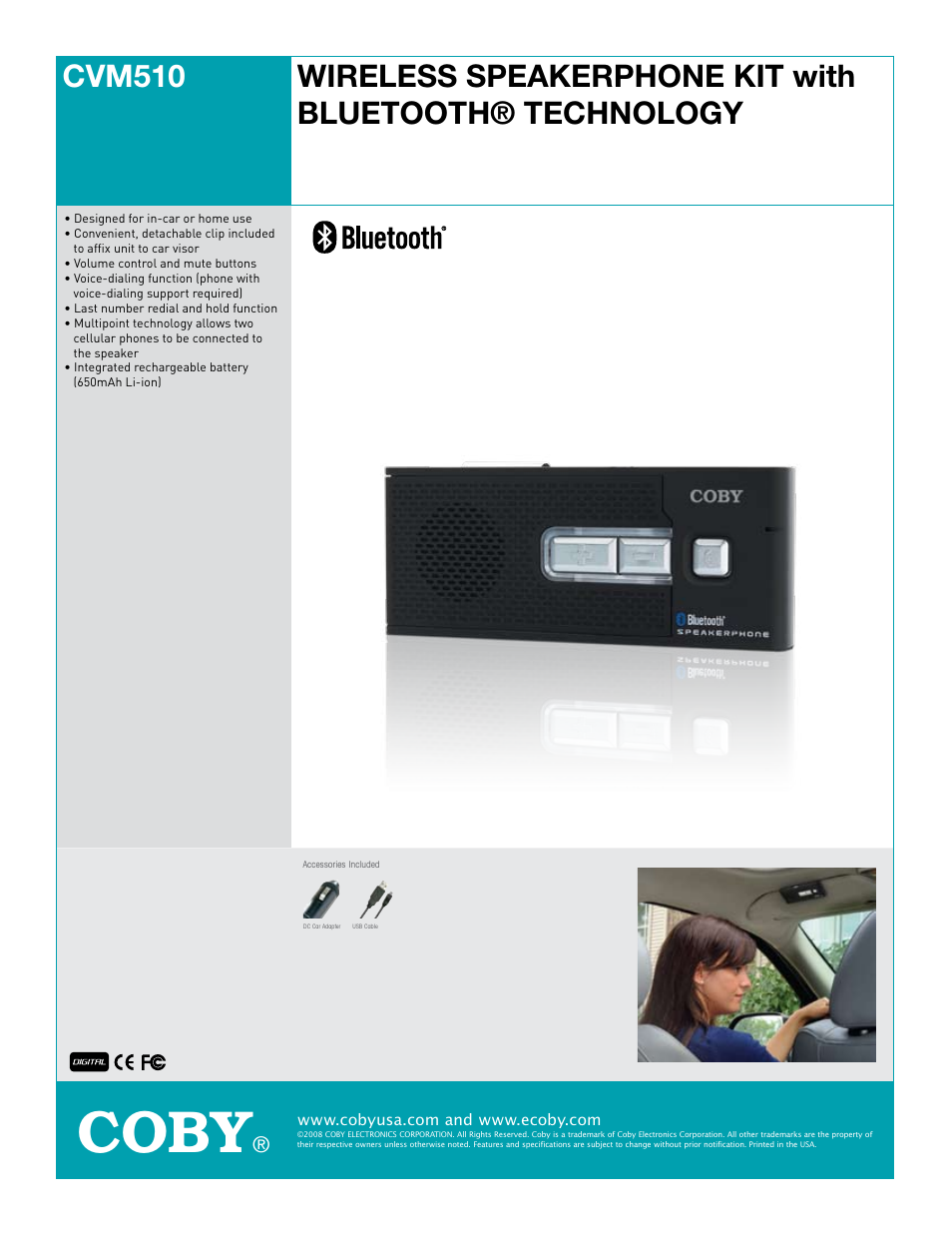 COBY electronic CVM510 User Manual | 1 page