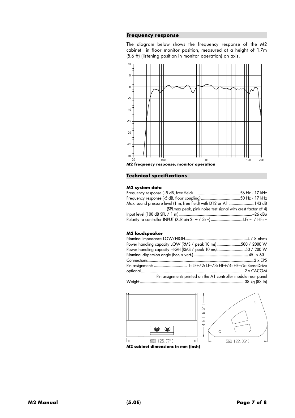 Technical specifications | d&b M2 User Manual | Page 7 / 8