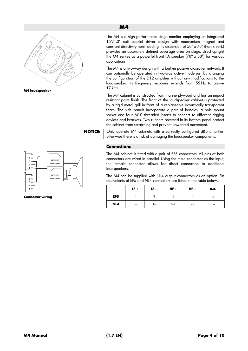 Connections | d&b M4 User Manual | Page 4 / 10