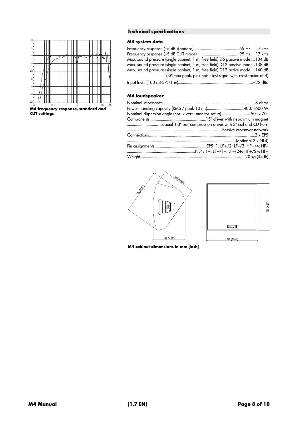 Technical specifications | d&b M4 User Manual | Page 8 / 10