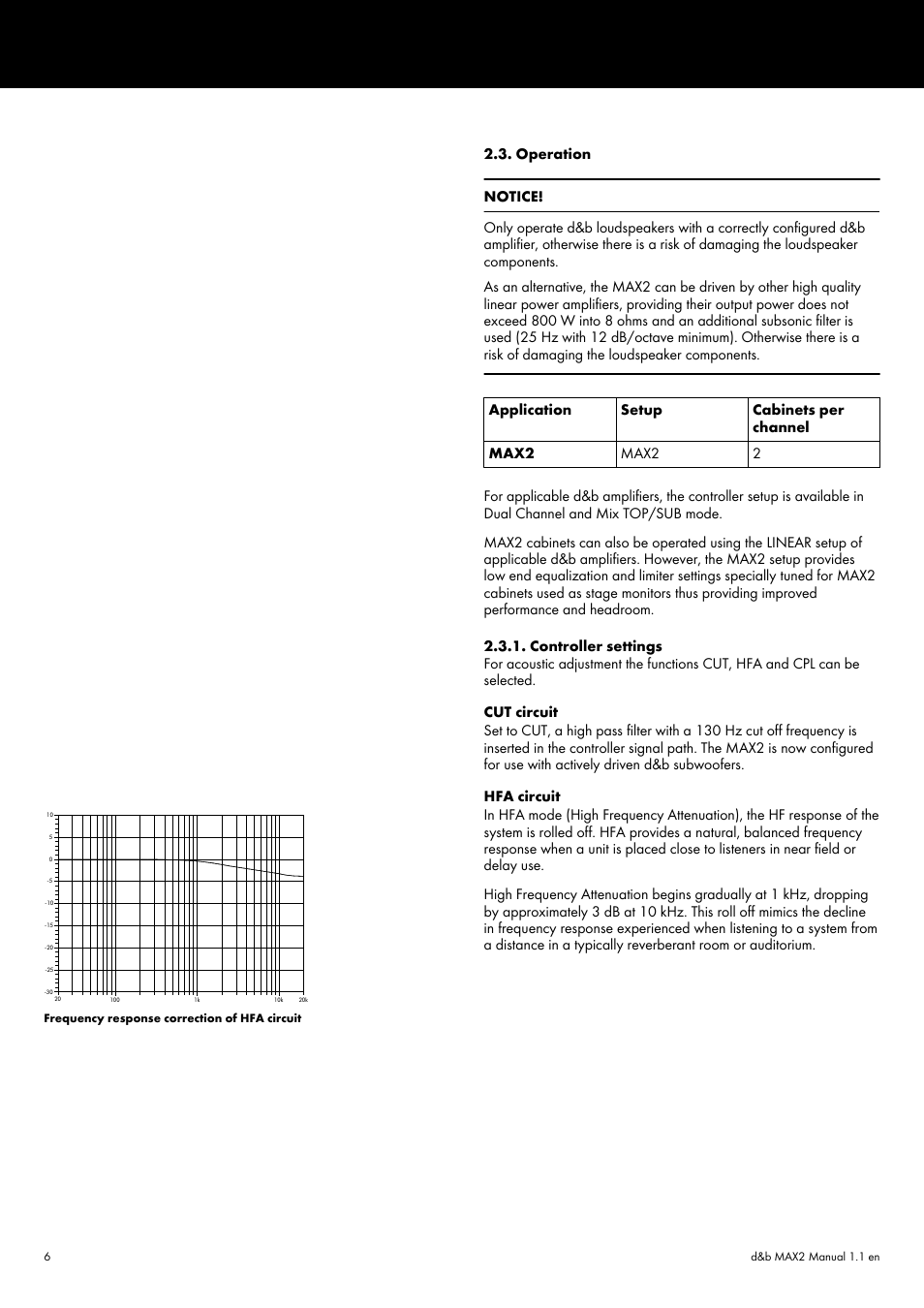 Operation, Controller settings, Operation 2.3.1. controller settings | d&b MAX2 User Manual | Page 6 / 10