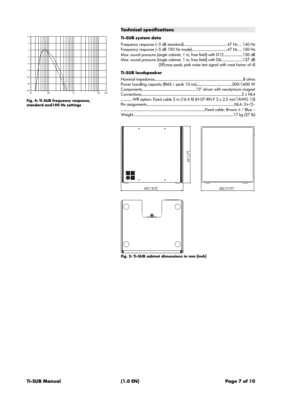 Technical specifications | d&b Ti-SUB User Manual | Page 7 / 10