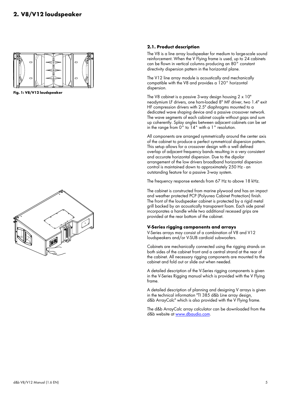 V8/v12 loudspeaker, Product description, V8/v12 loudspeaker 2.1. product description | d&b V8 User Manual | Page 5 / 11