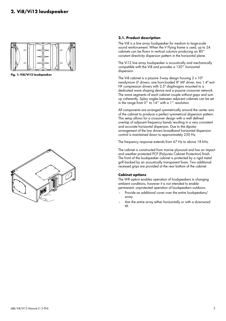 Vi8/vi12 loudspeaker, Product description, Vi8/vi12 loudspeaker 2.1. product description | d&b Vi8 User Manual | Page 5 / 12