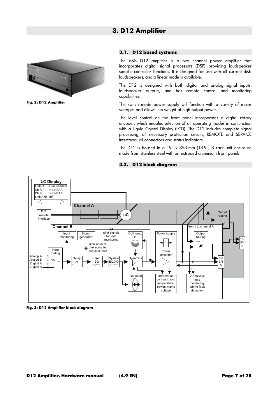 D12 amplifier, D12 based systems, D12 block diagram | d&b D12 Hardware User Manual | Page 7 / 28