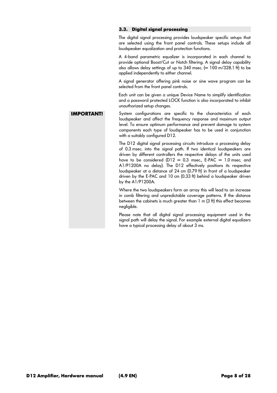 Digital signal processing | d&b D12 Hardware User Manual | Page 8 / 28
