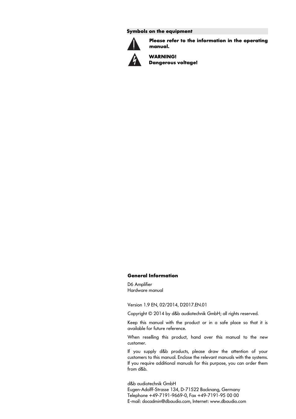 d&b D6 Hardware User Manual | Page 2 / 24