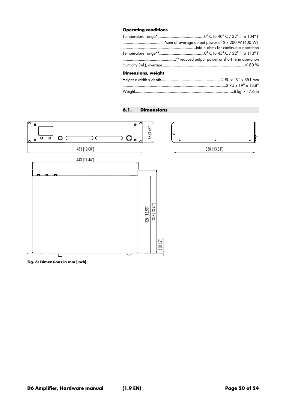 Dimensions | d&b D6 Hardware User Manual | Page 20 / 24