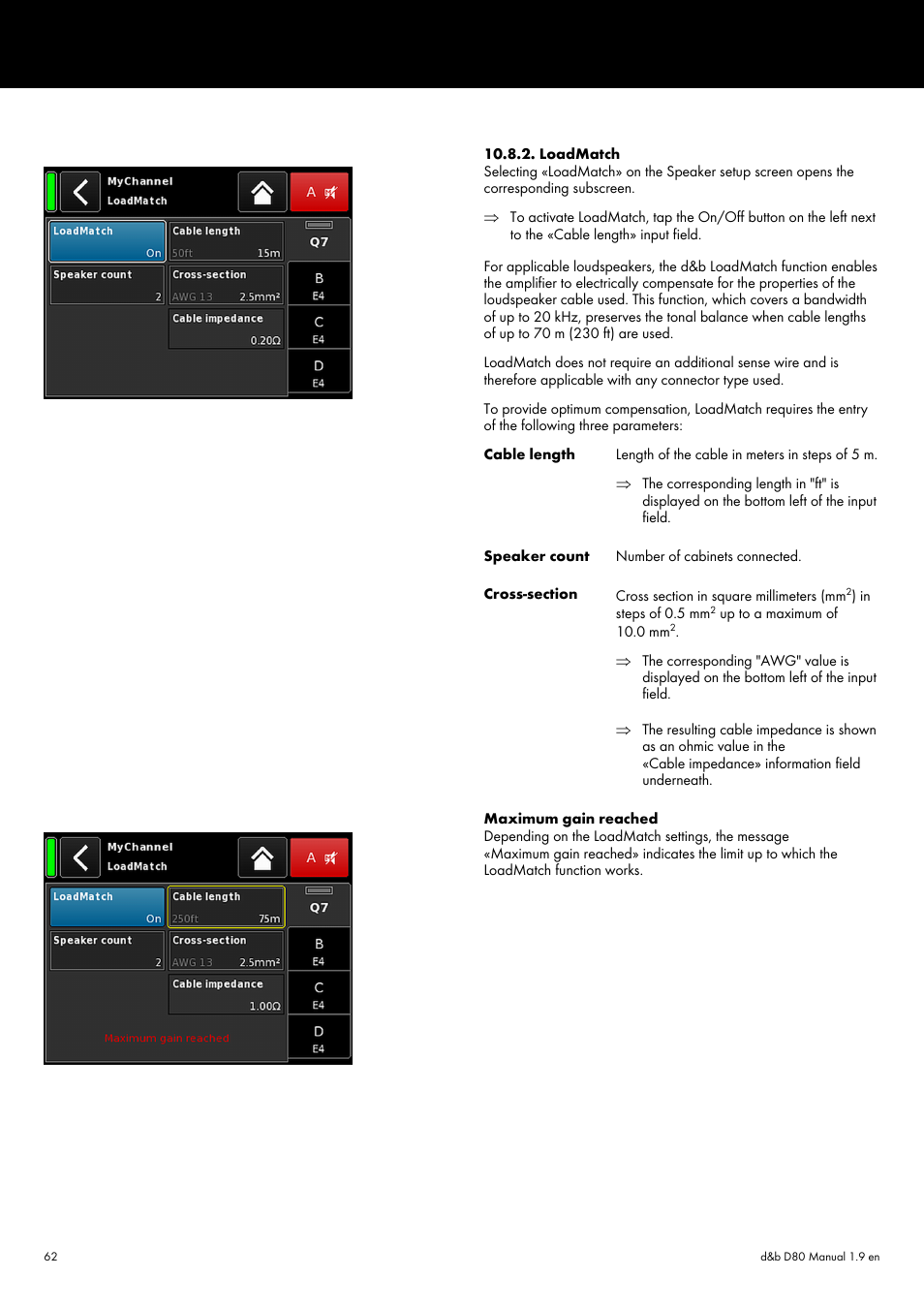 Loadmatch, Described in þ chapter 10.8.2. "loadmatch | d&b D80 User Manual | Page 62 / 84