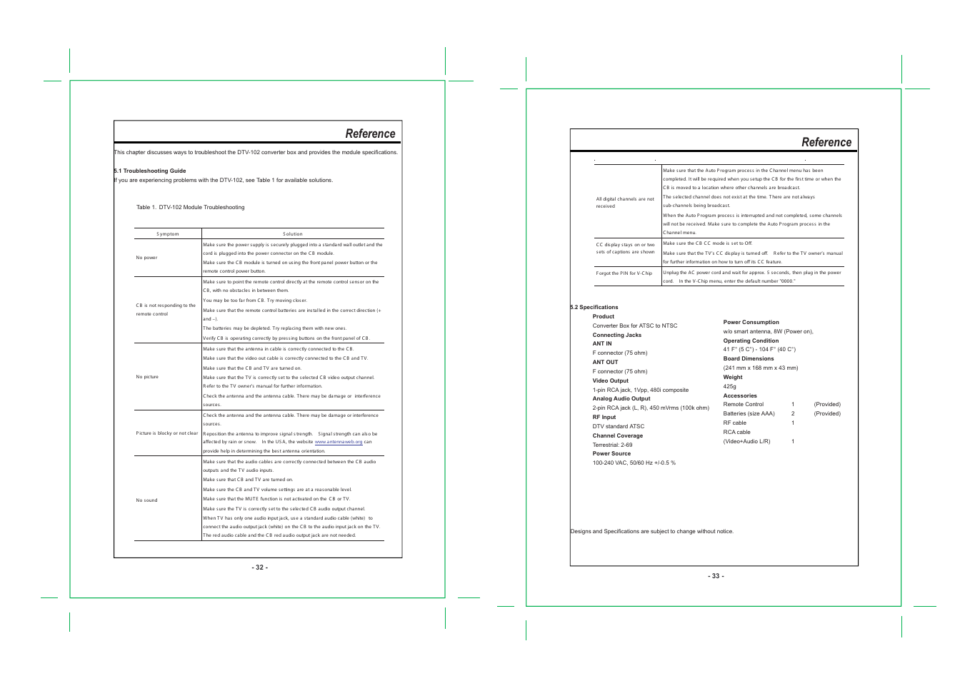 Reference | COBY electronic DTV-102 User Manual | Page 18 / 18