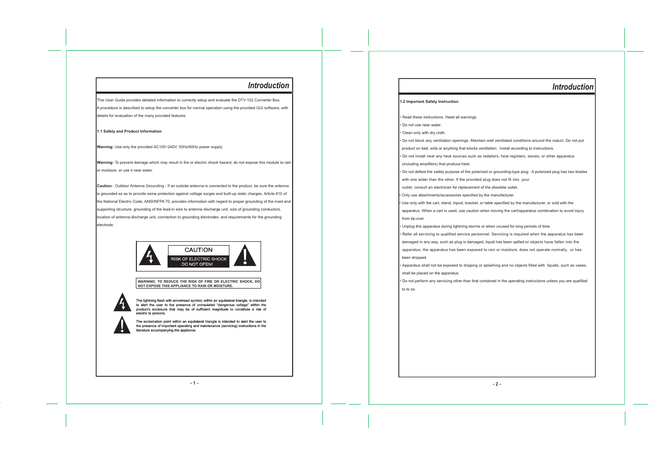 Introduction | COBY electronic DTV-102 User Manual | Page 2 / 18