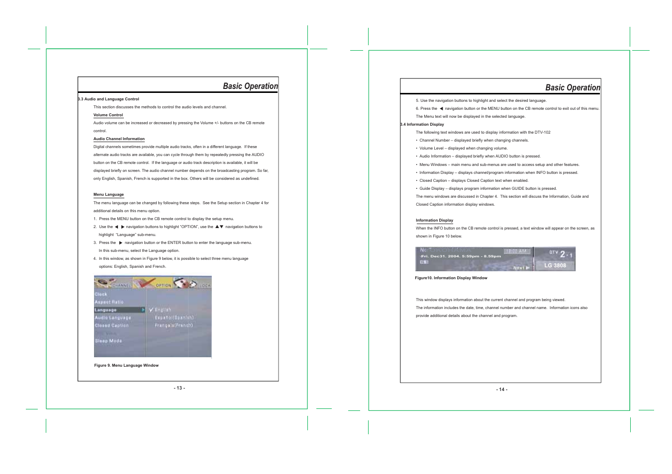 Basic operation | COBY electronic DTV-102 User Manual | Page 8 / 18