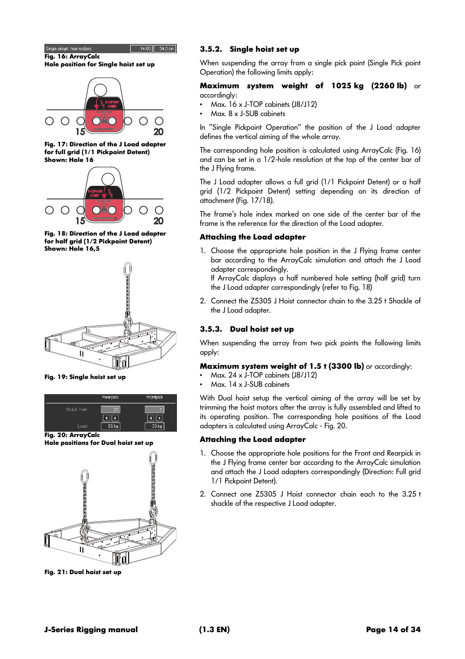 Single hoist set up, Dual hoist set up, 2 single hoist set up | d&b J-Series User Manual | Page 14 / 34