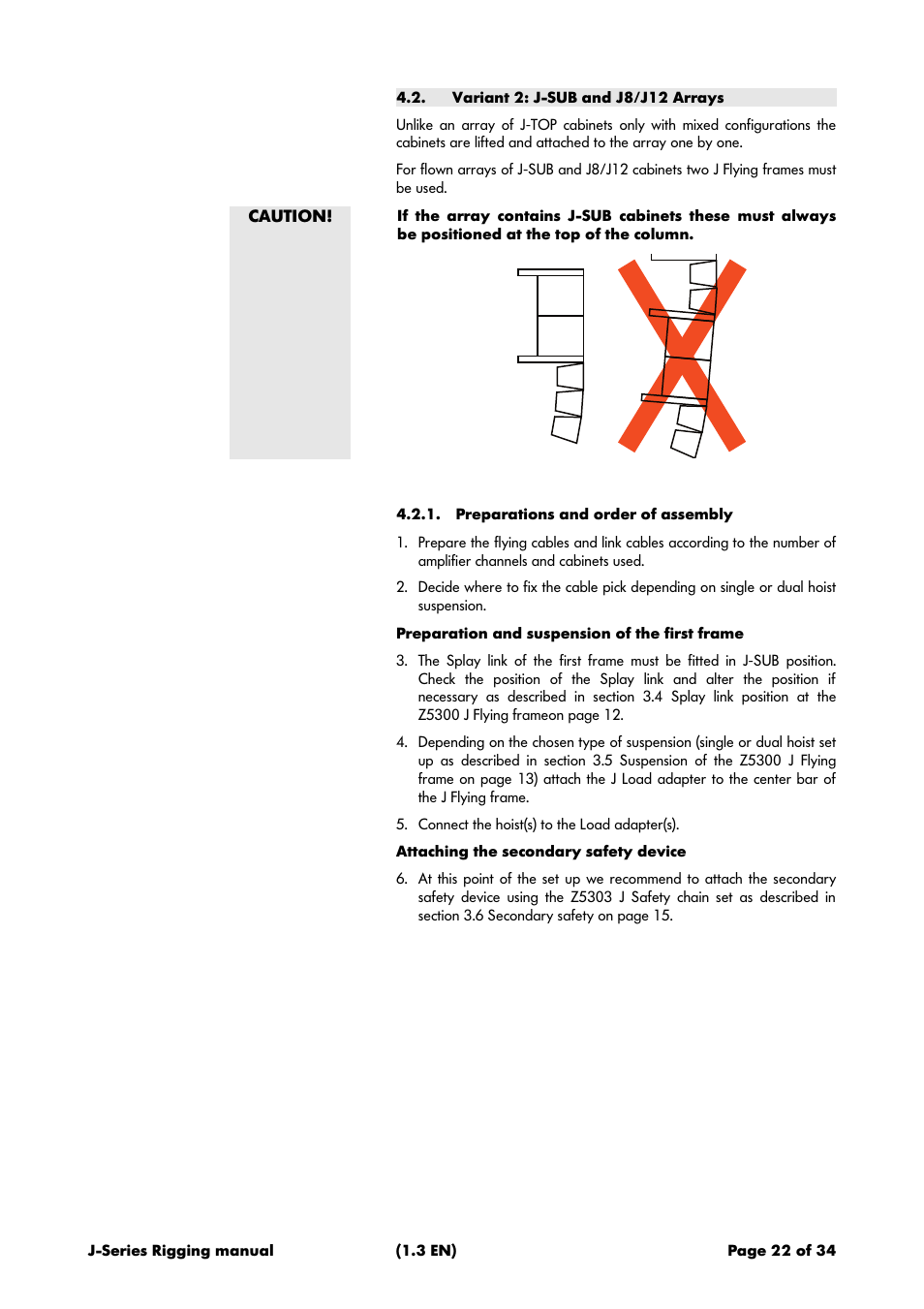 Variant 2: j-sub and j8/j12 arrays, Preparations and order of assembly, 2 variant 2: j-sub and j8/j12 arrays | d&b J-Series User Manual | Page 22 / 34