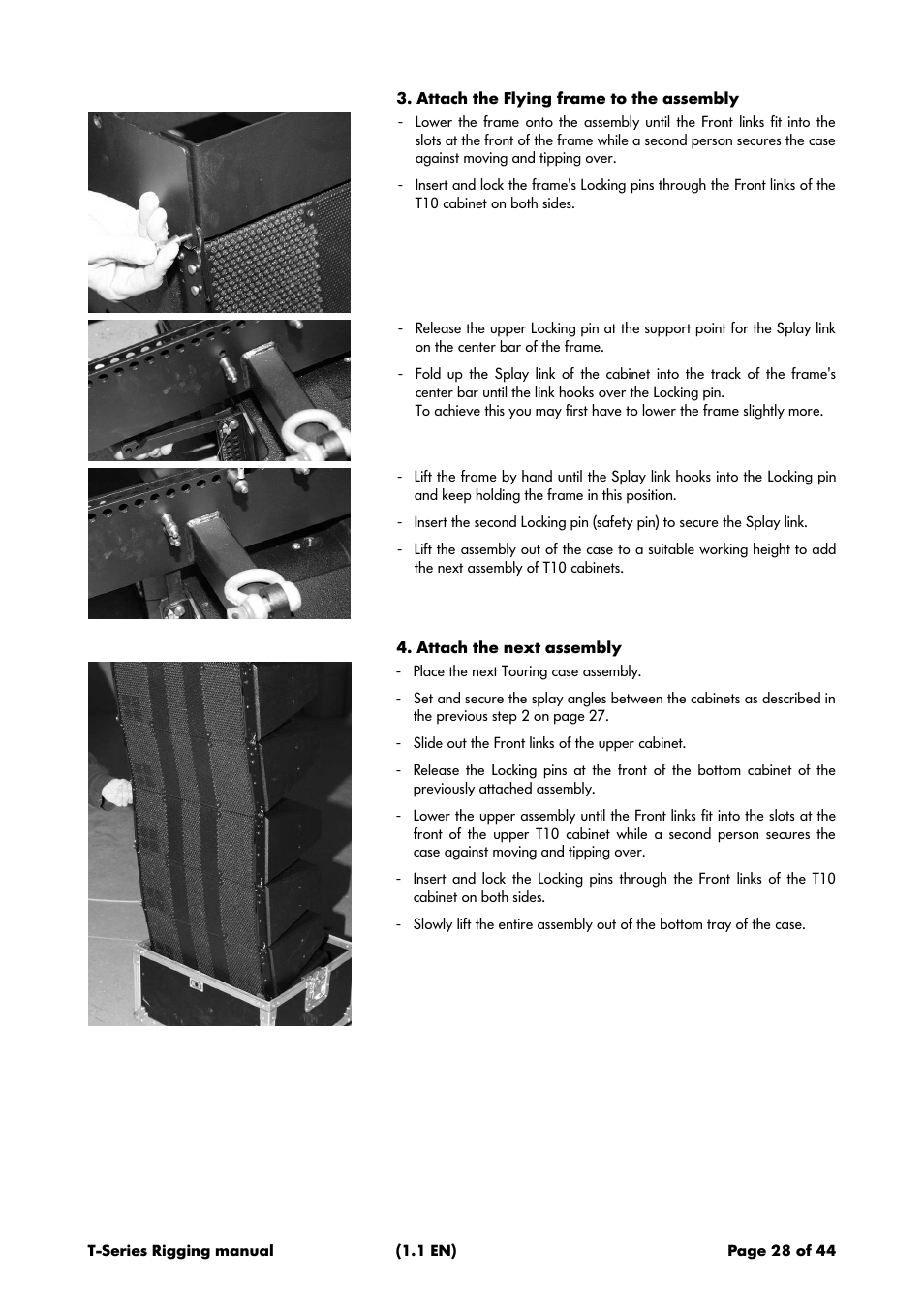 Attach the flying frame to the assembly, Attach the next assembly | d&b T-Series User Manual | Page 28 / 44