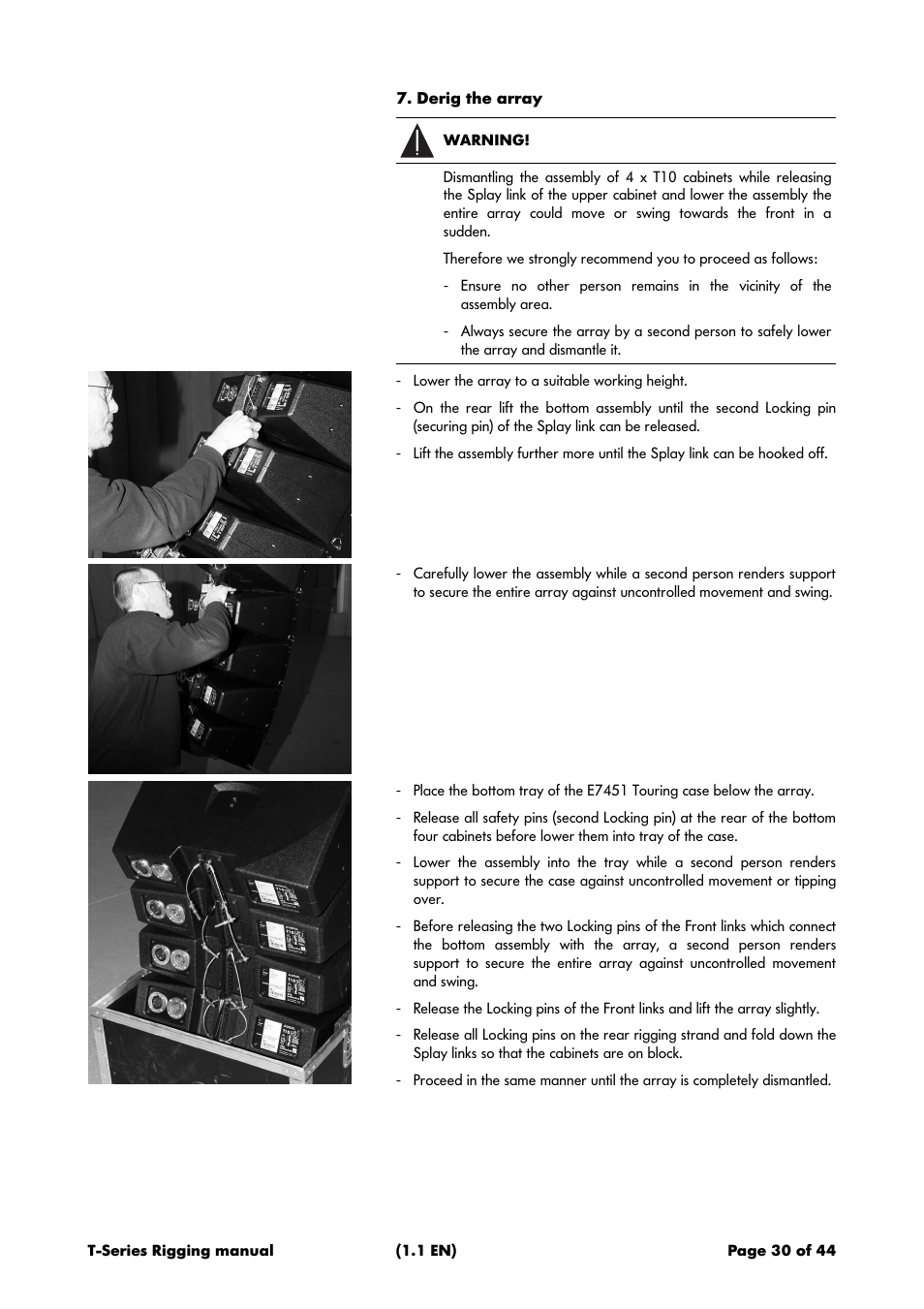 Derig the array | d&b T-Series User Manual | Page 30 / 44