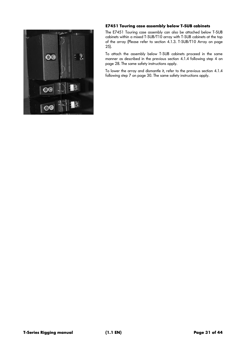 E7451 touring case assembly below t-sub cabinets | d&b T-Series User Manual | Page 31 / 44