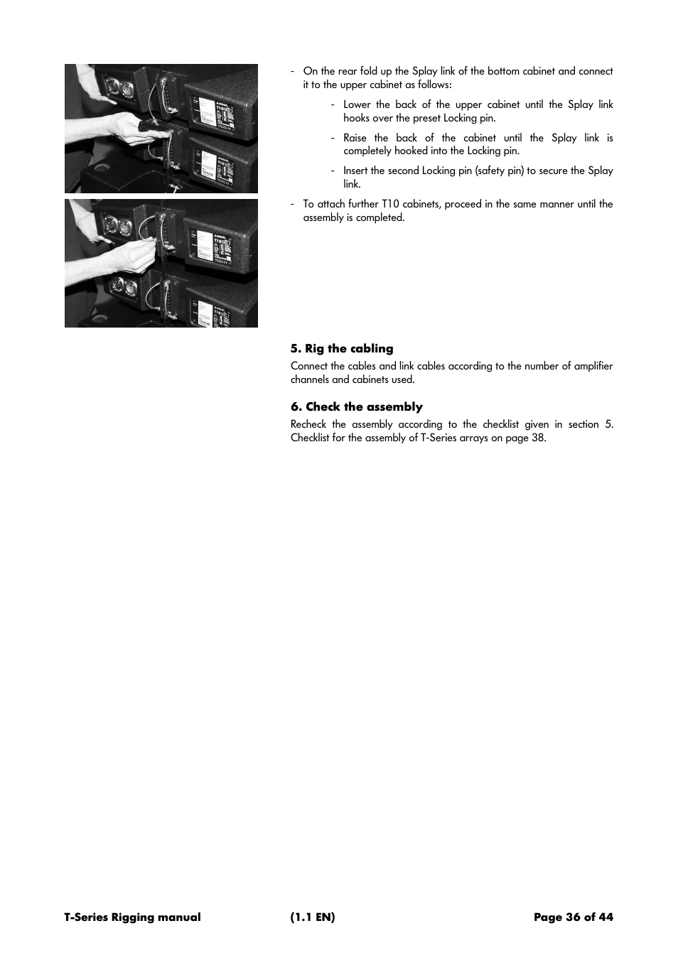 Rig the cabling, Check the assembly | d&b T-Series User Manual | Page 36 / 44