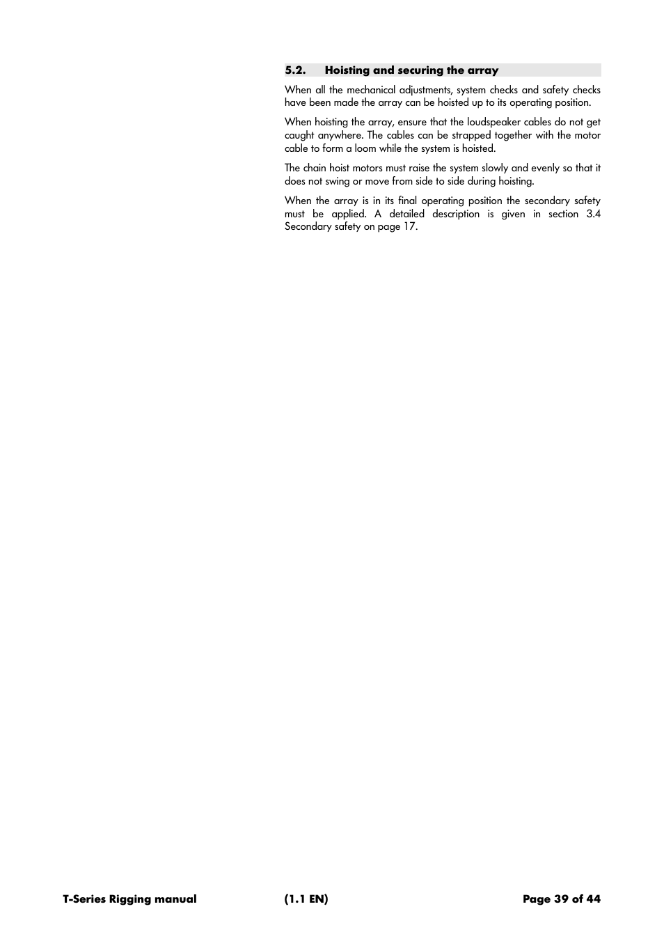 Hoisting and securing the array | d&b T-Series User Manual | Page 39 / 44