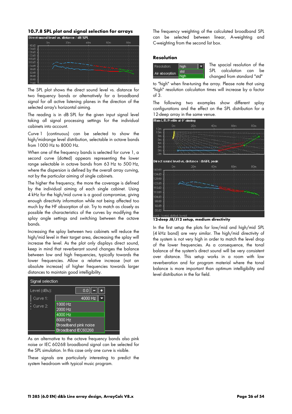 8 spl plot and signal selection for arrays | d&b TI 385 d&b Line array design User Manual | Page 26 / 54