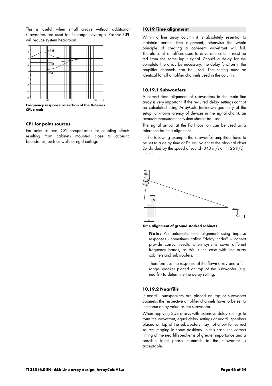 19 time alignment, 1 subwoofers, 2 nearfills | d&b TI 385 d&b Line array design User Manual | Page 46 / 54