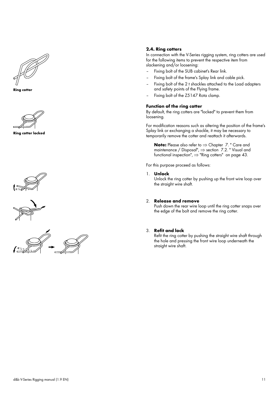 Ring cotters | d&b V-Series User Manual | Page 11 / 46