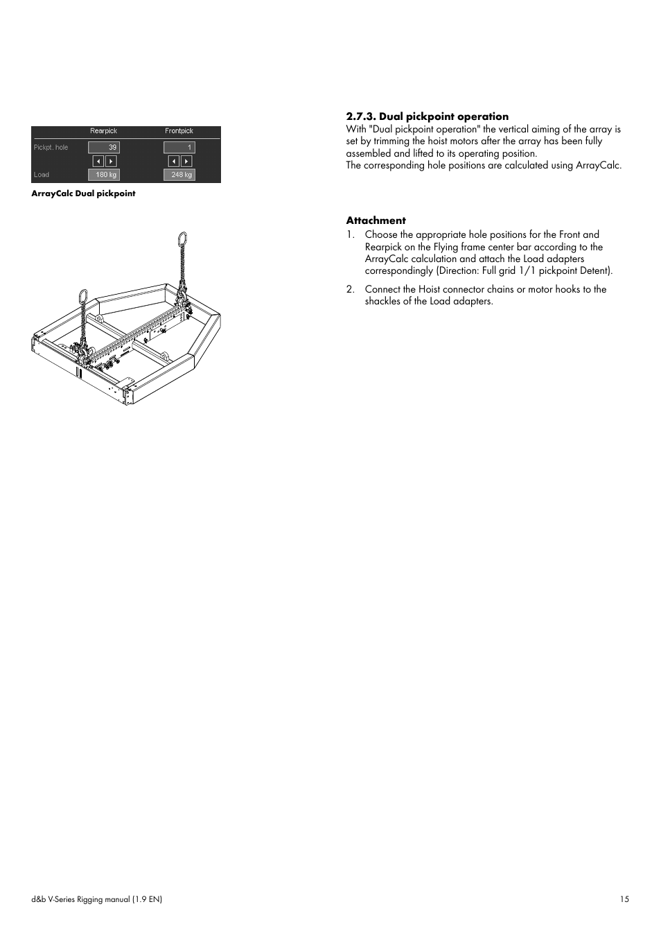 Dual pickpoint operation | d&b V-Series User Manual | Page 15 / 46