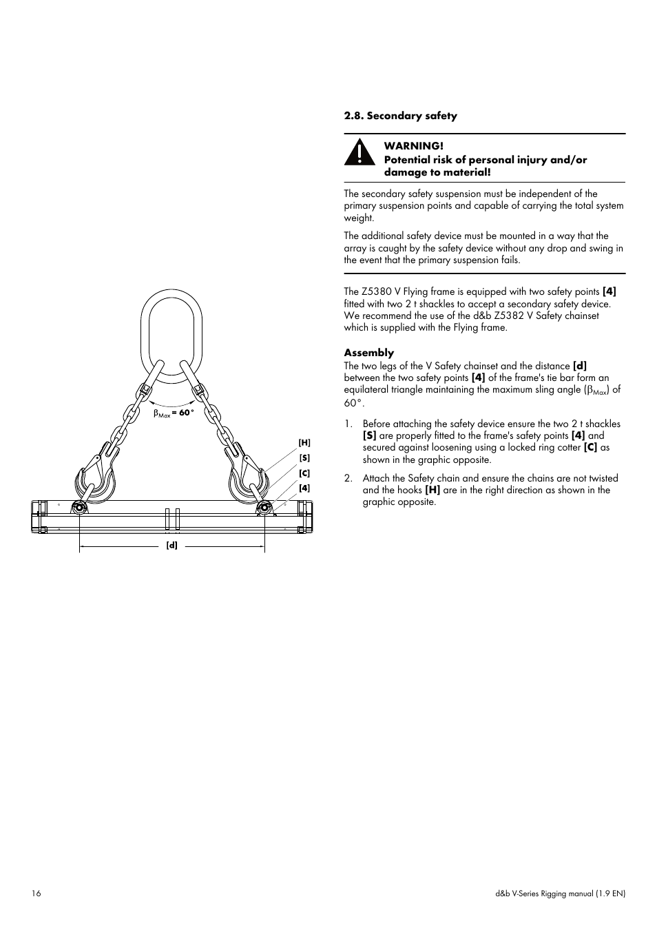 Secondary safety, Þ chapter 2.8 | d&b V-Series User Manual | Page 16 / 46