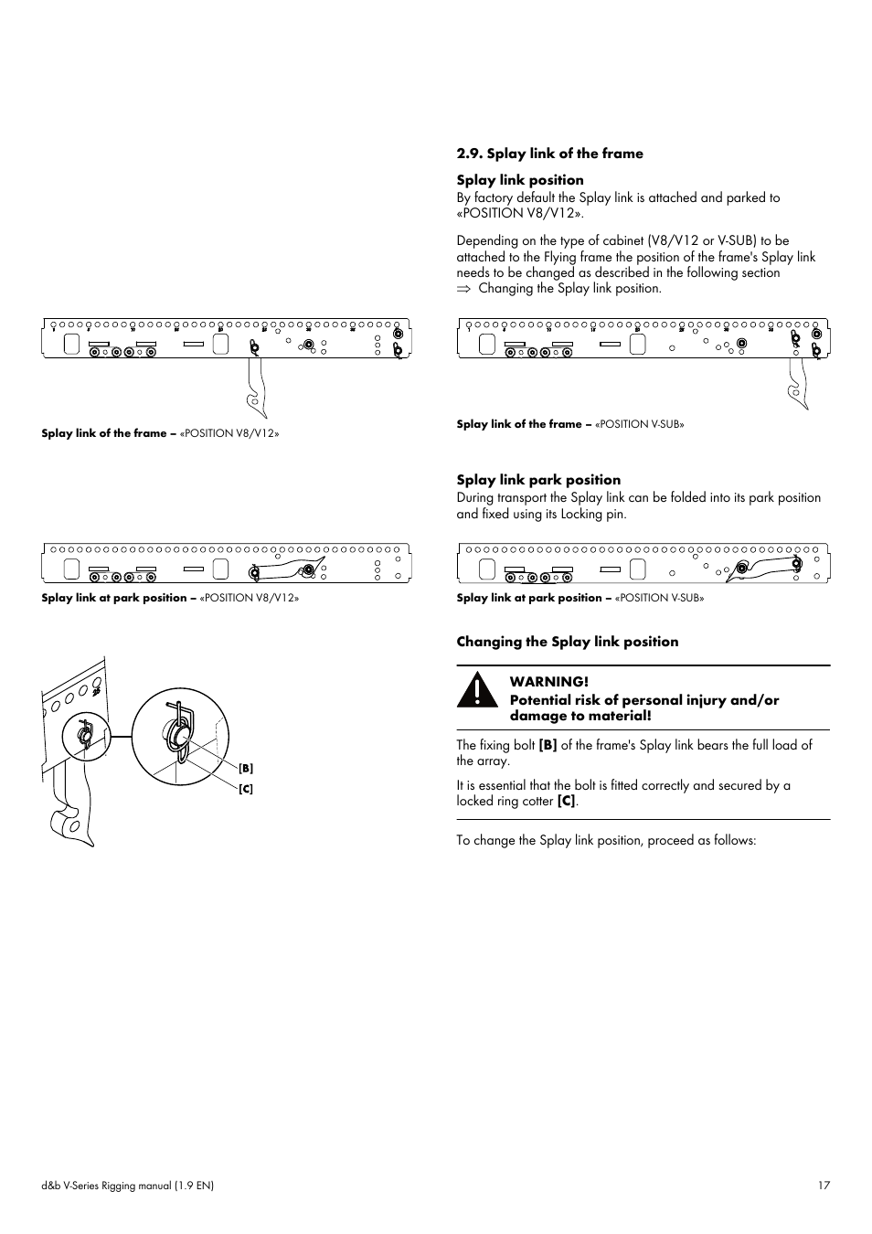 Splay link of the frame, Þ chapter 2.9 | d&b V-Series User Manual | Page 17 / 46