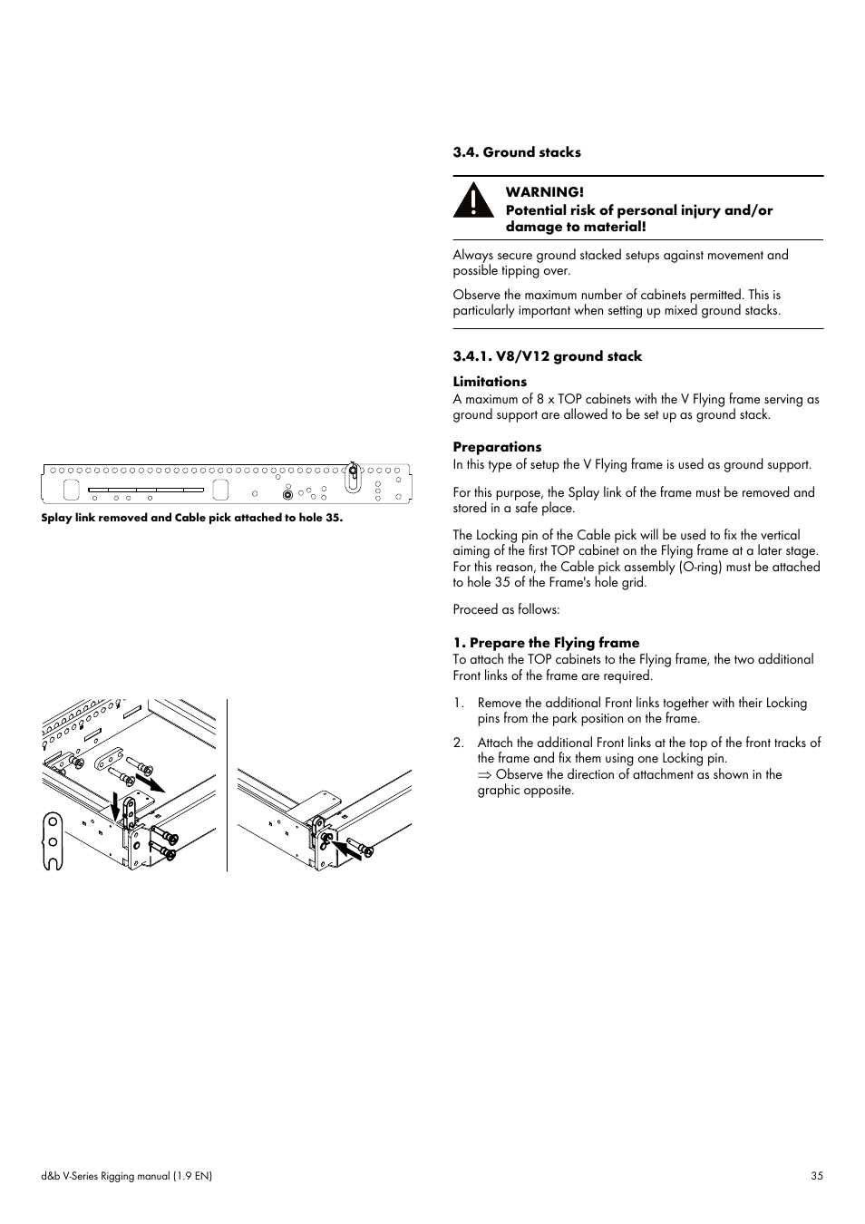 Ground stacks, V8/v12 ground stack, Þ chapter 3.4 | d&b V-Series User Manual | Page 35 / 46