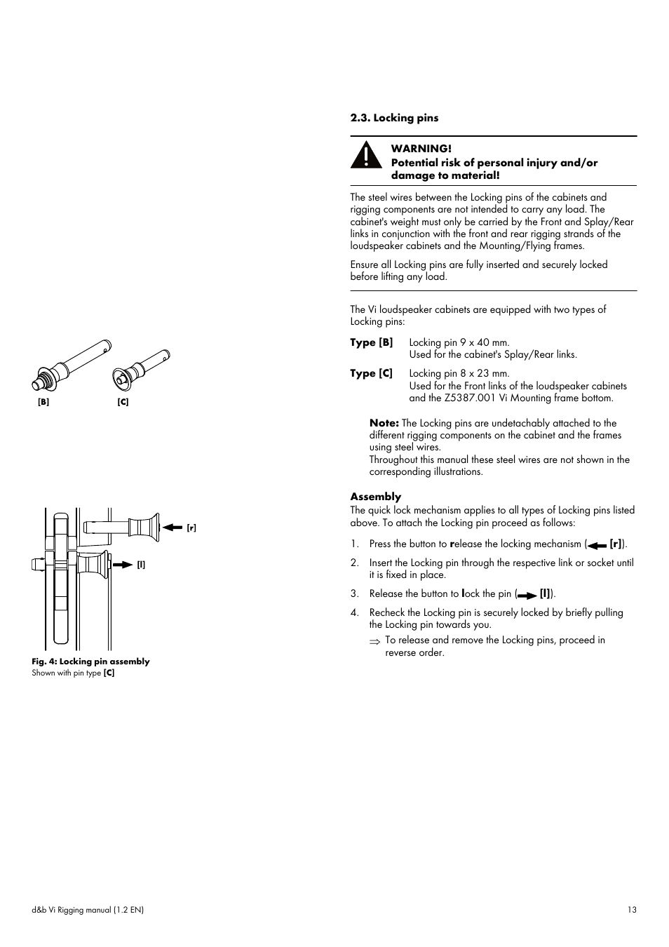Locking pins | d&b Vi User Manual | Page 13 / 37