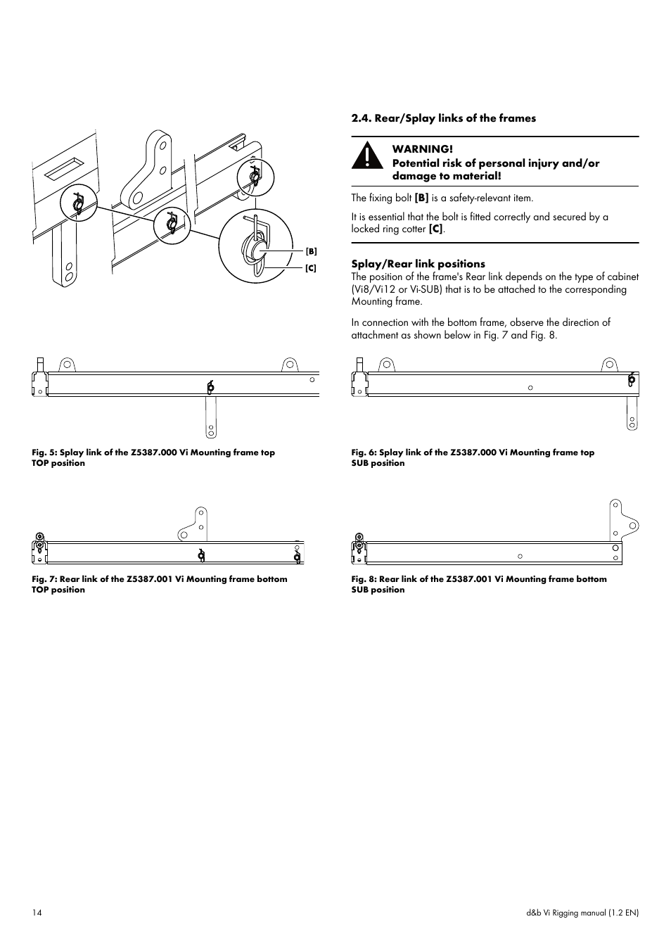 Rear/splay links of the frames, Frames | d&b Vi User Manual | Page 14 / 37