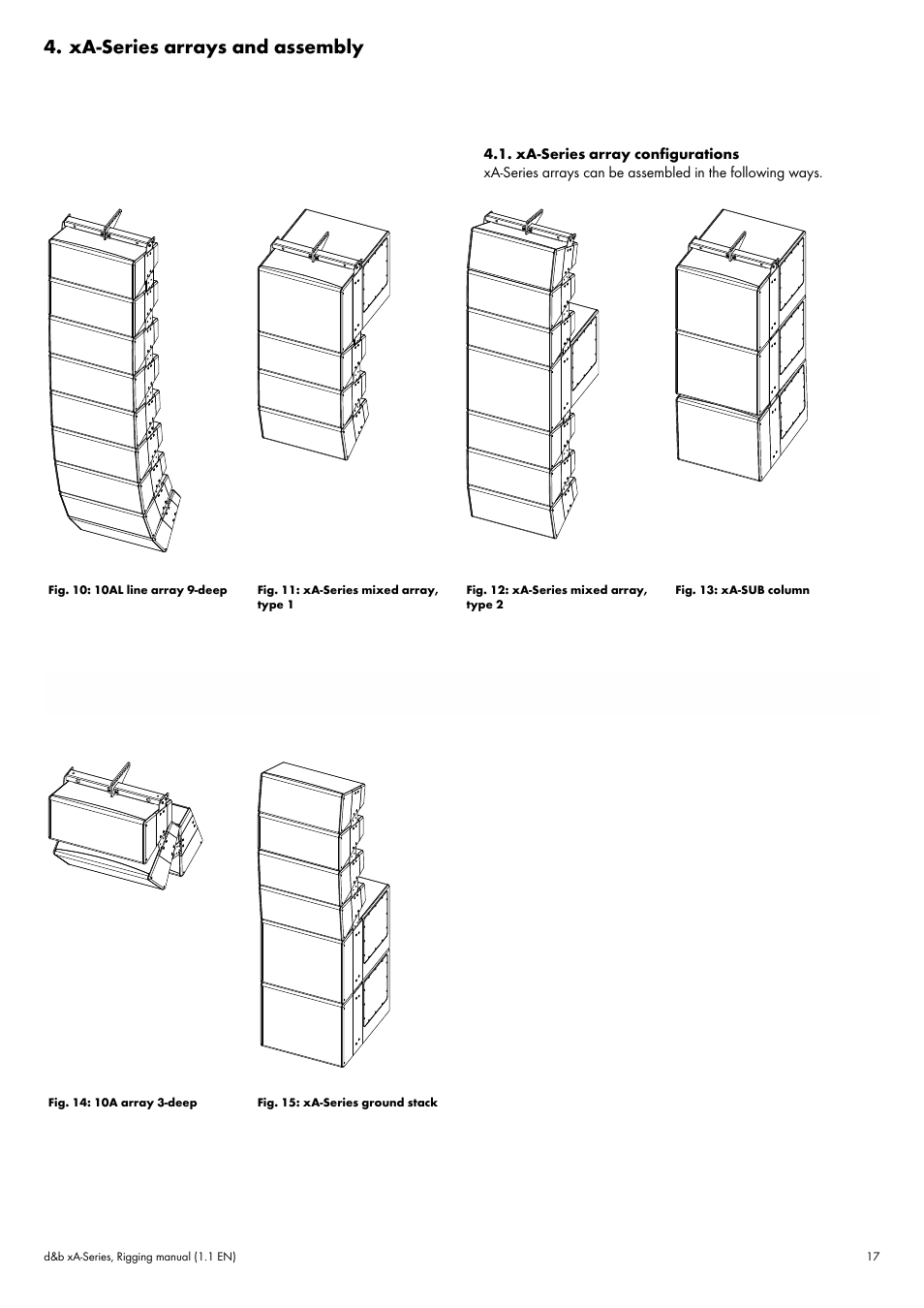 Xa-series arrays and assembly, Xa-series array configurations | d&b xA-Series User Manual | Page 17 / 23