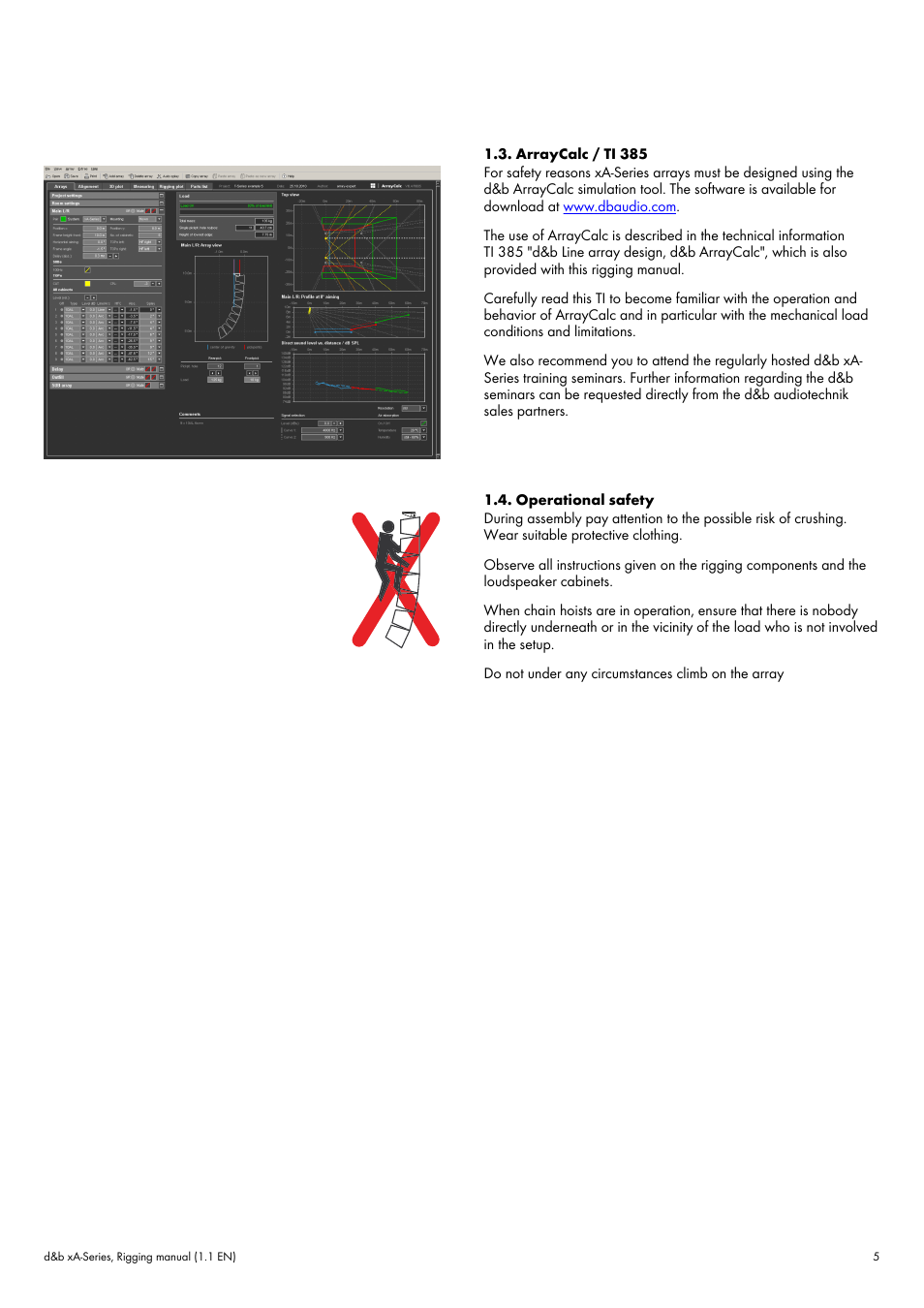 Arraycalc / ti 385, Operational safety, Arraycalc / ti 385 1.4. operational safety | d&b xA-Series User Manual | Page 5 / 23