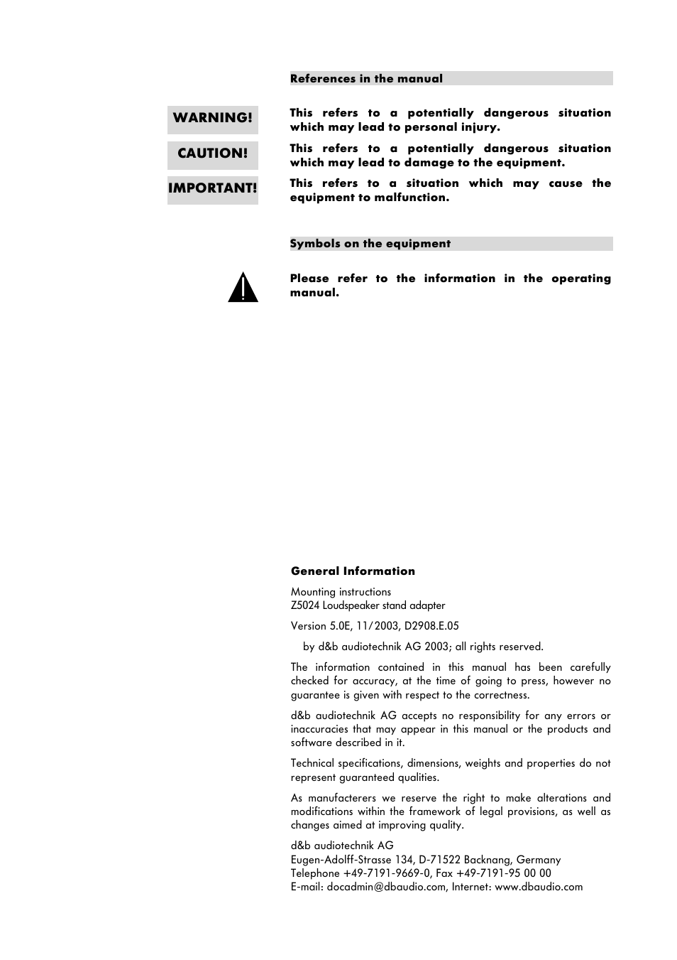 d&b Z5024 Loudspeaker stand adapter User Manual | Page 2 / 6