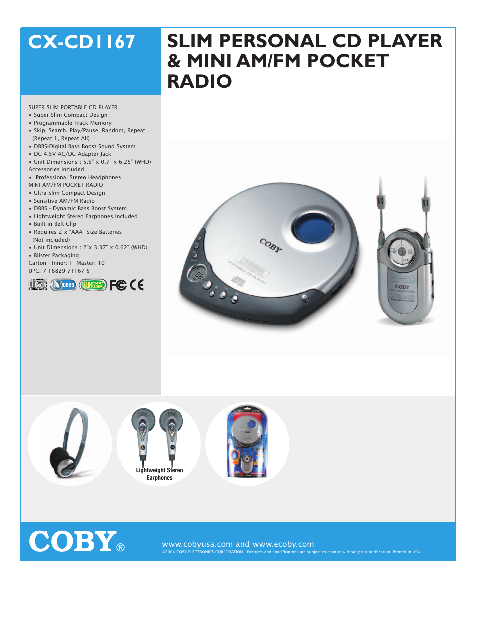 COBY CX-CD1167 User Manual | 1 page