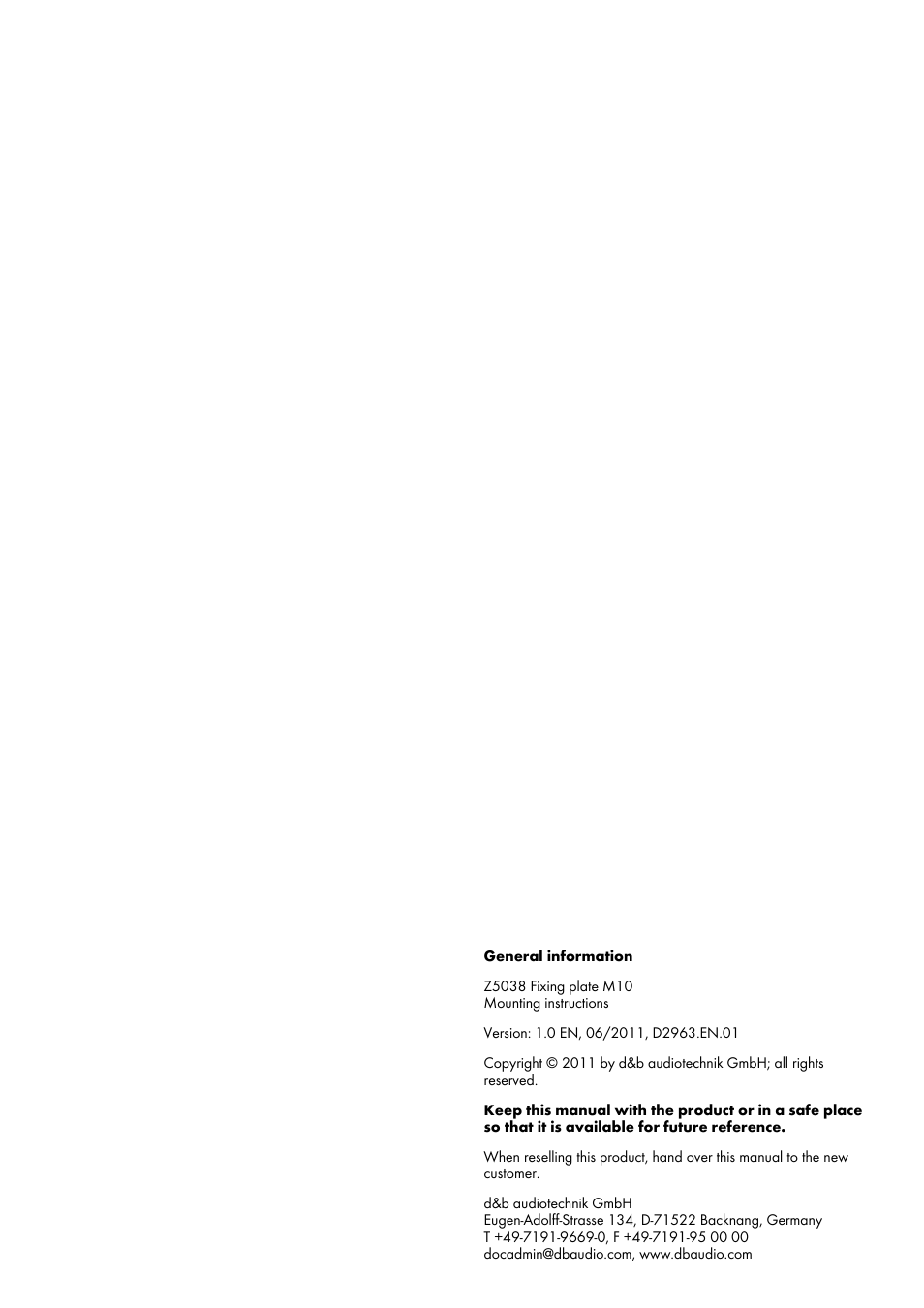 d&b Z5038 Fixing plate M10 User Manual | Page 2 / 6