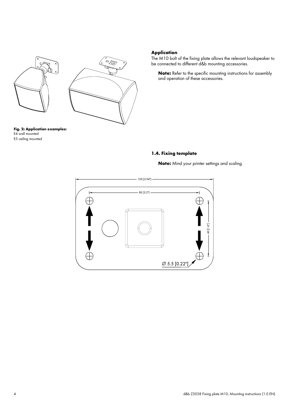 Fixing template | d&b Z5038 Fixing plate M10 User Manual | Page 4 / 6