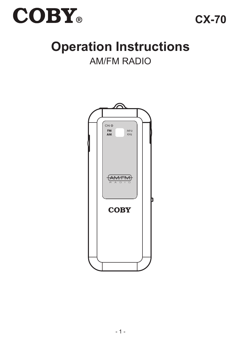 COBY electronic CX-70 User Manual | 6 pages