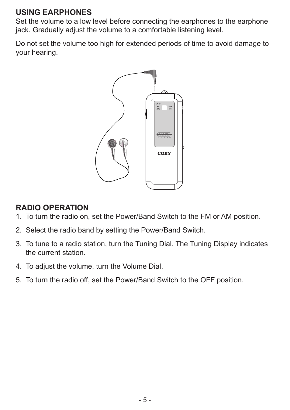 COBY electronic CX-70 User Manual | Page 5 / 6