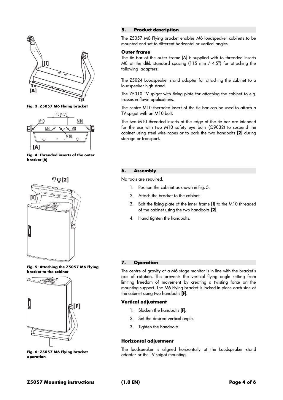 Product description, Assembly, Operation | d&b Z5057 M6 Flying bracket User Manual | Page 4 / 6