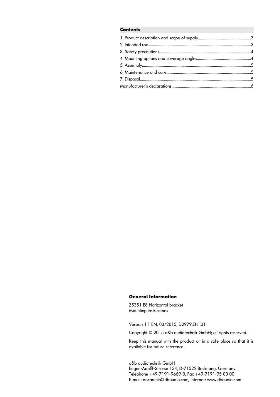 d&b Z5351 E8 Horizontal bracket User Manual | Page 2 / 6