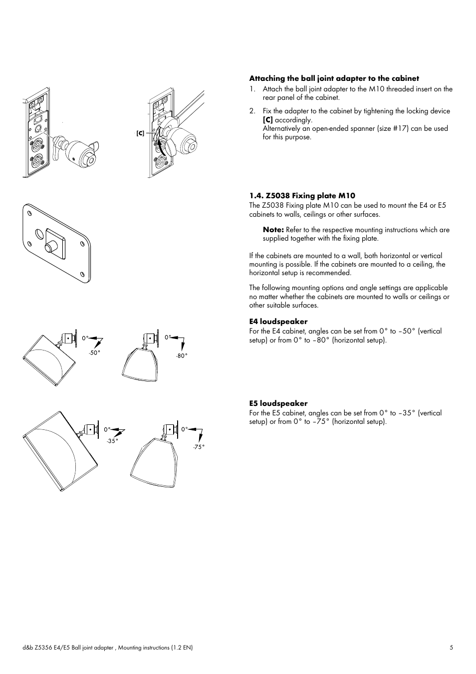 Z5038 fixing plate m10 | d&b Z5356 E4 Ball joint adapter User Manual | Page 5 / 7