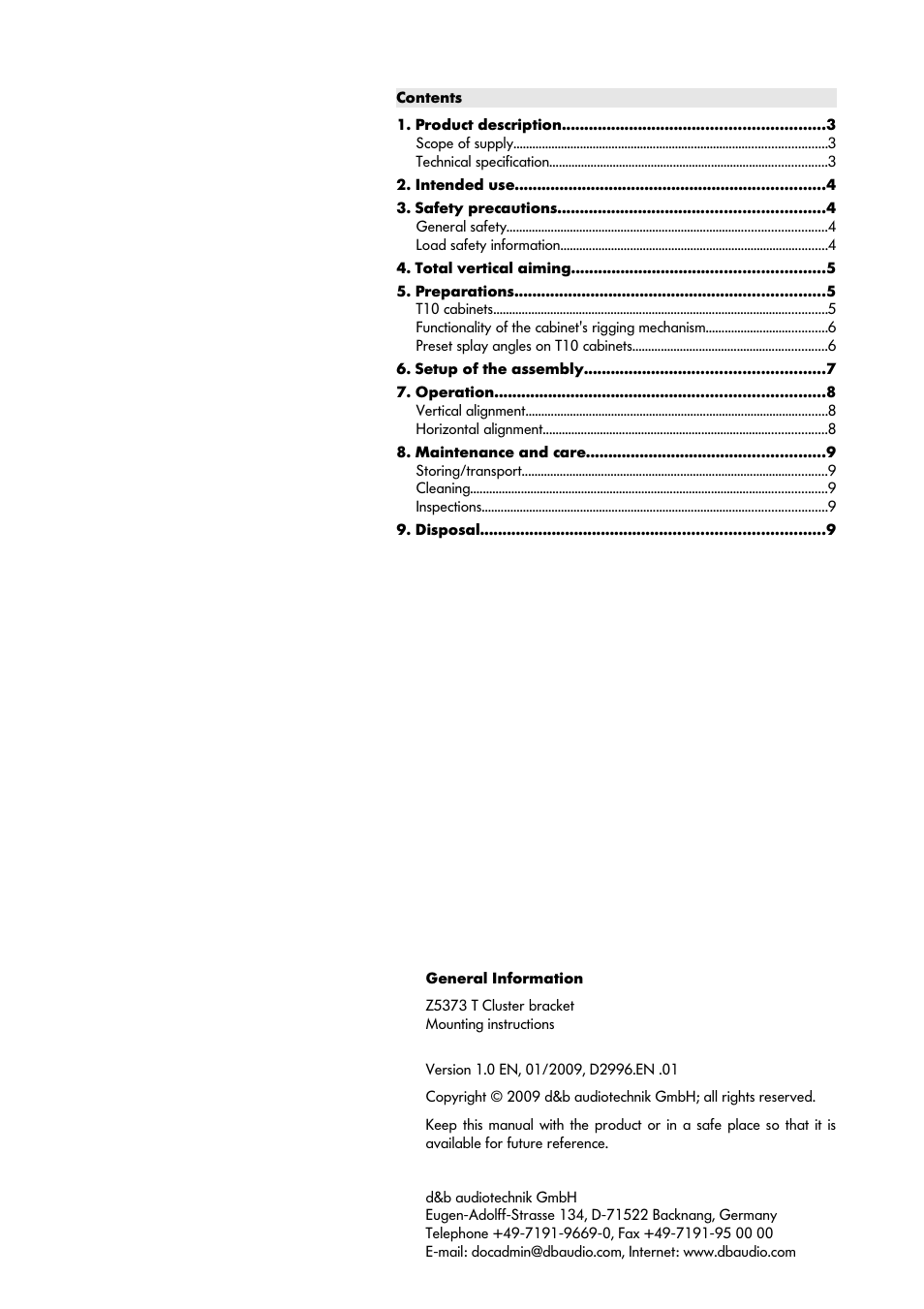 d&b Z5373 T Cluster bracket User Manual | Page 2 / 10