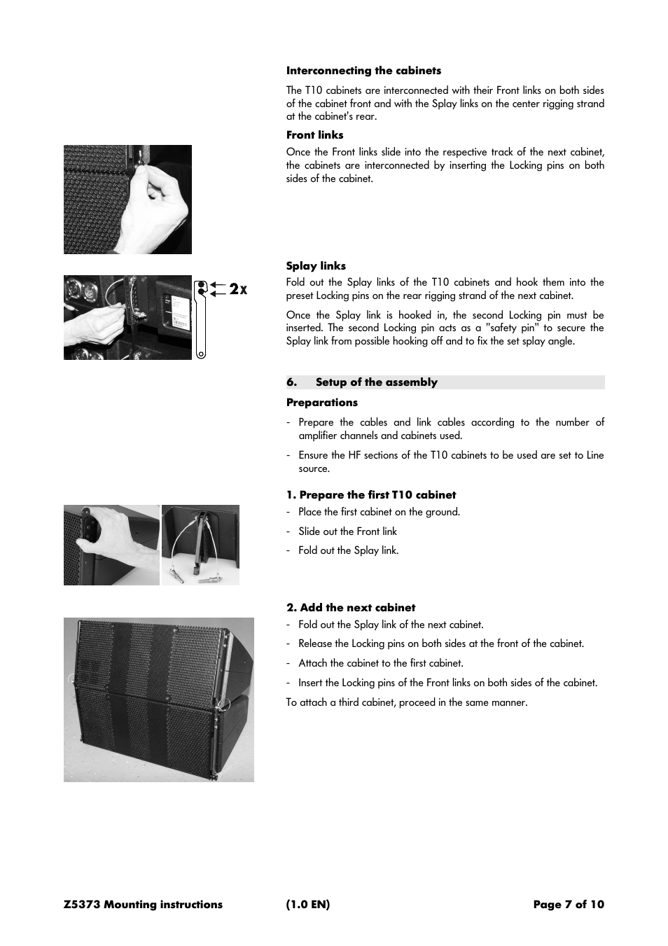 Setup of the assembly | d&b Z5373 T Cluster bracket User Manual | Page 7 / 10