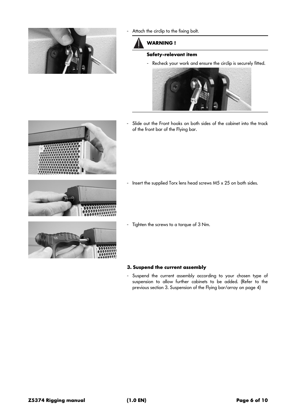 Suspend the current assembly | d&b Z5374 Ti Flyingadapter User Manual | Page 6 / 10