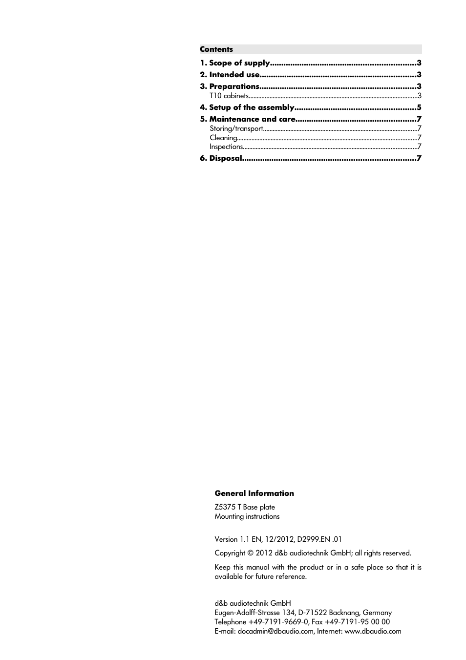 d&b Z5375 T Base plate User Manual | Page 2 / 8