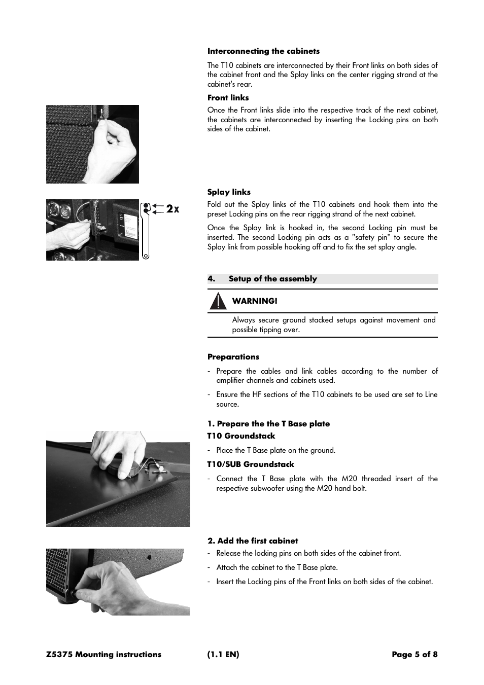 Setup of the assembly | d&b Z5375 T Base plate User Manual | Page 5 / 8