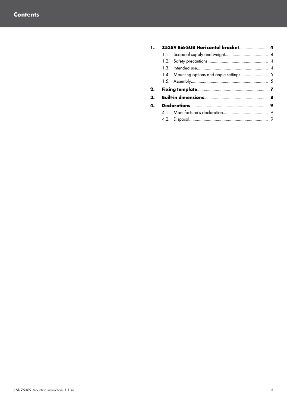 d&b Z5389 Bi6-SUB Horizontal bracket User Manual | Page 3 / 10