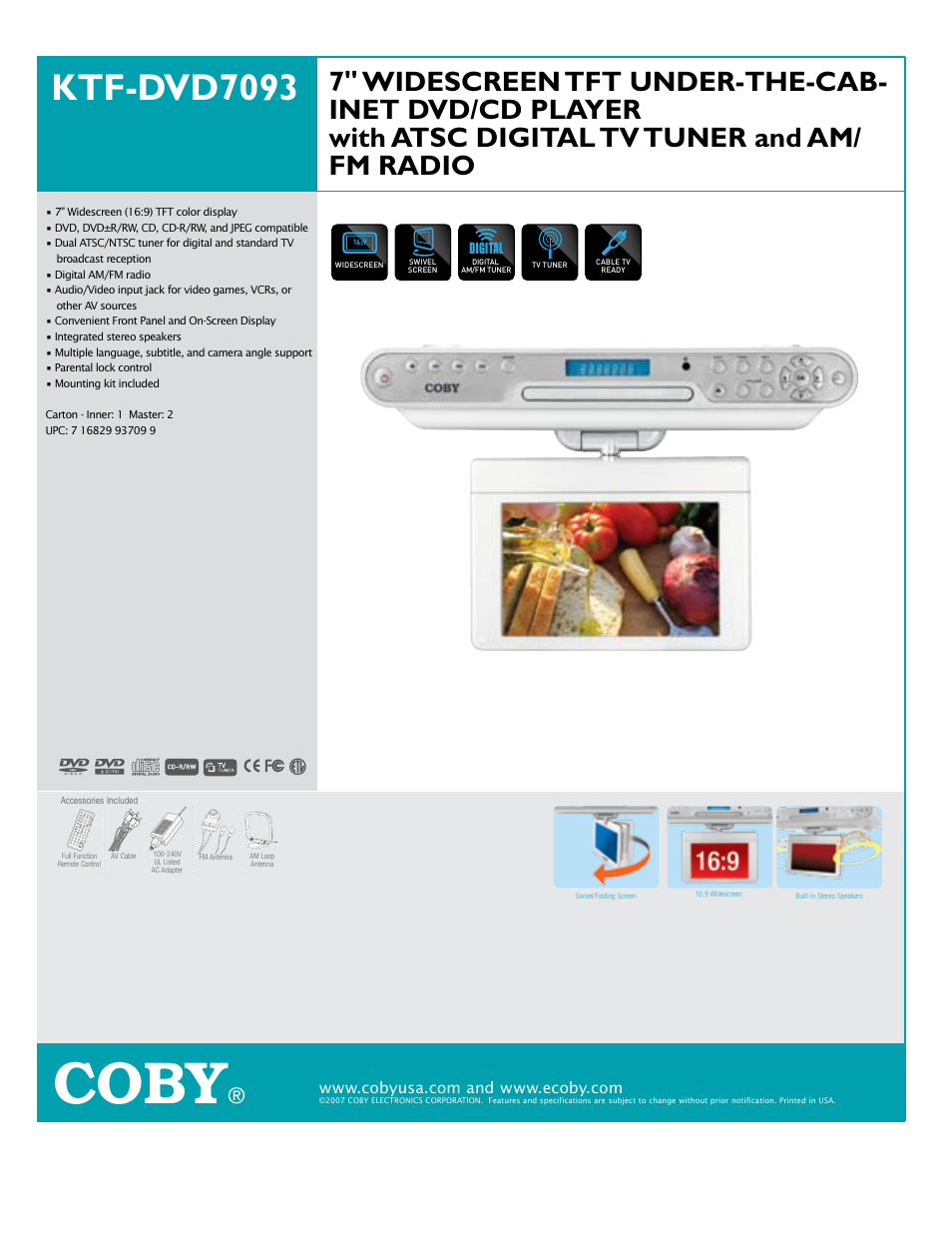 COBY KTF-DVD7093 User Manual | 1 page